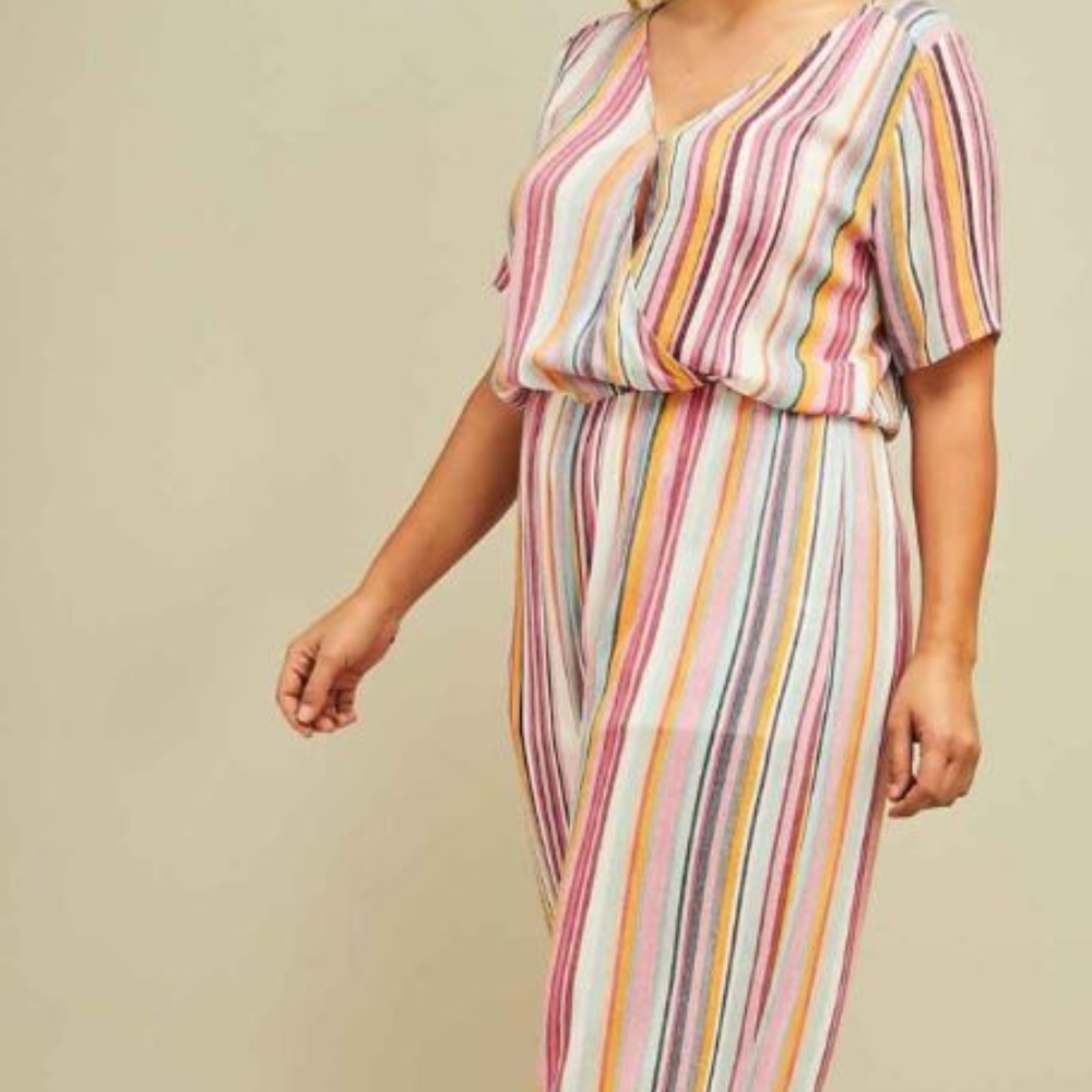 Striped Jumpsuit Plus